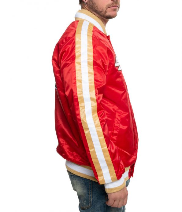 49ers San Francisco red satin jacket side view in United state market