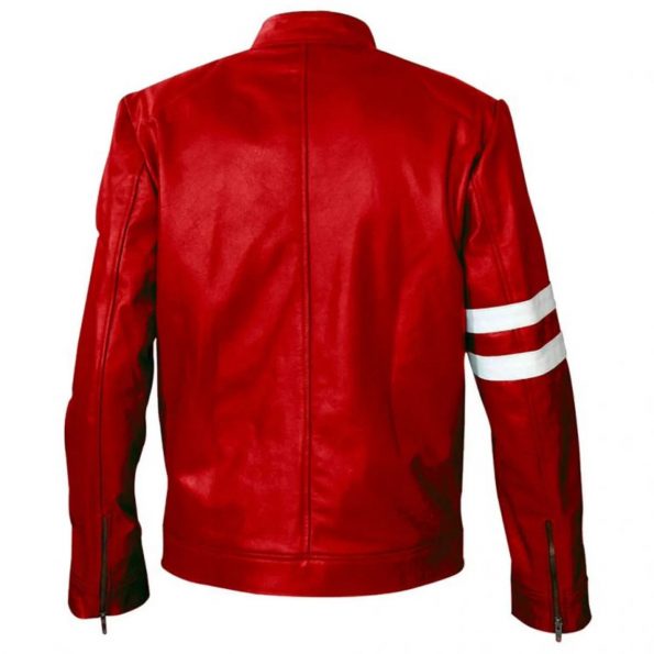 Bold red cosplay leather jacket for men