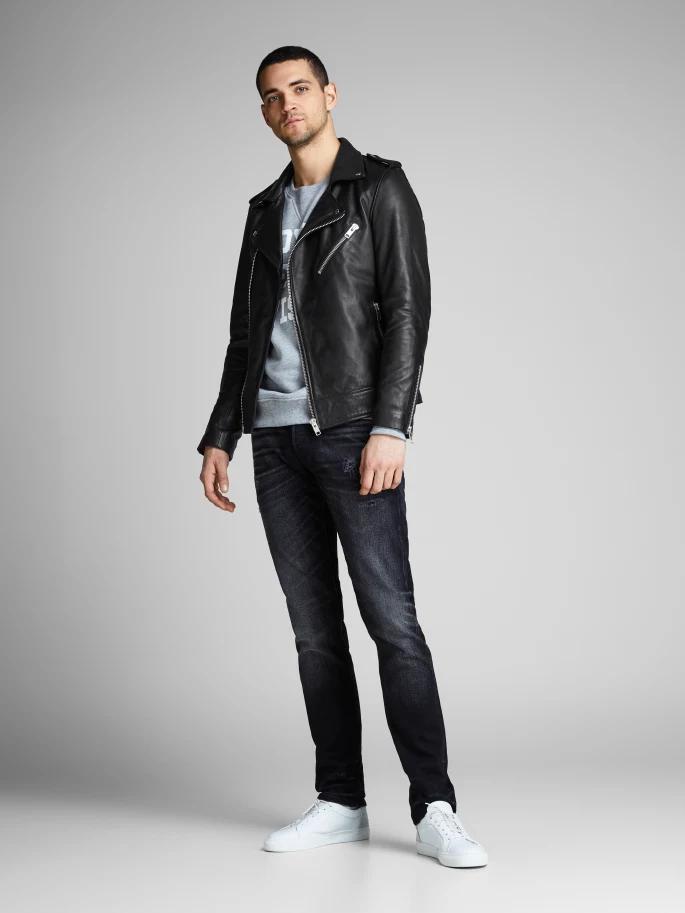 Best Shiny Black Biker Stylish Leather Jacket For Men for men