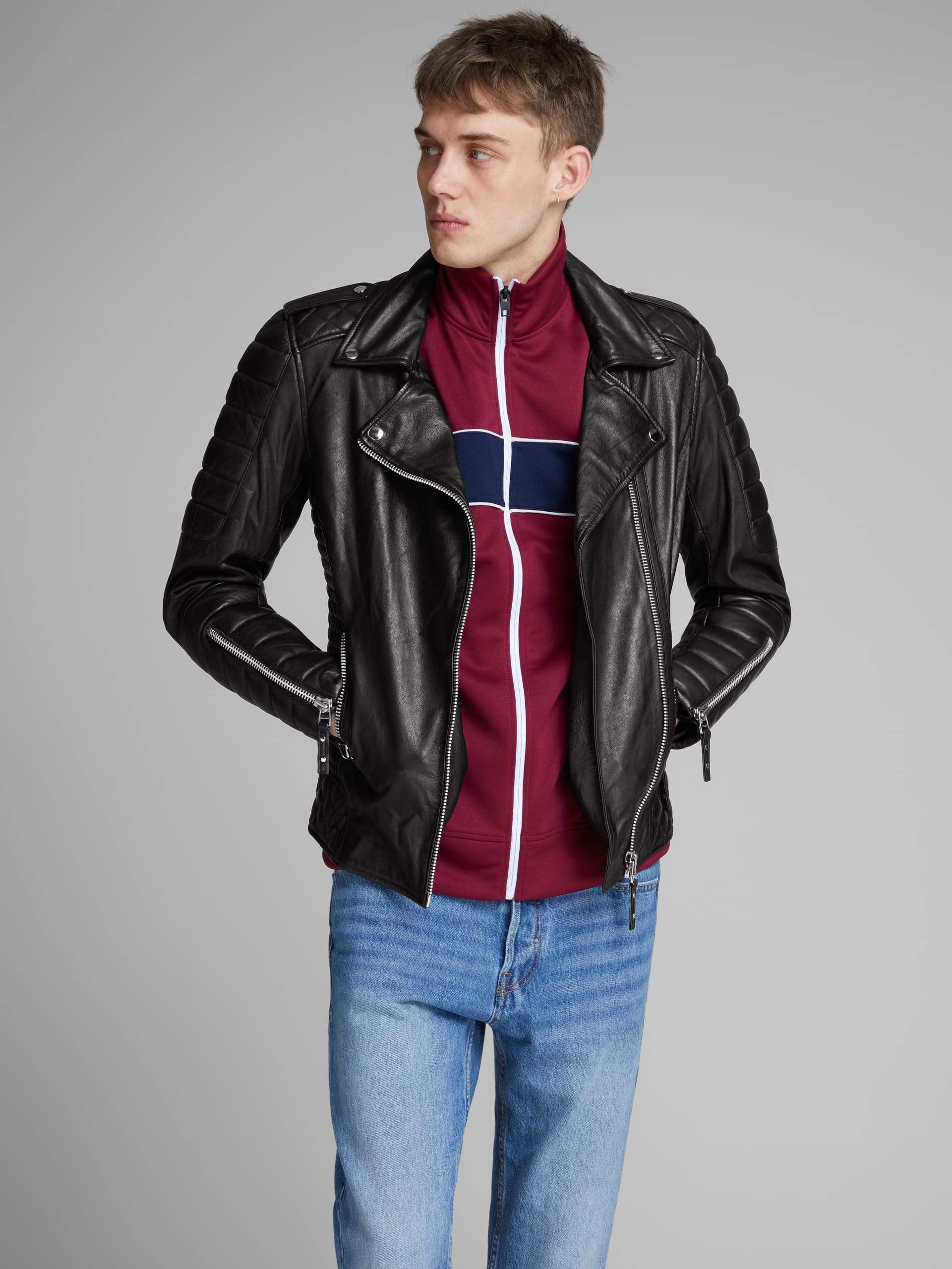 Biker Boom Sheep Napa Stylish Leather Jacket for men