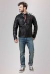 Black Bomber TWIRF Sheep Skin Decant Leather Jacket in men