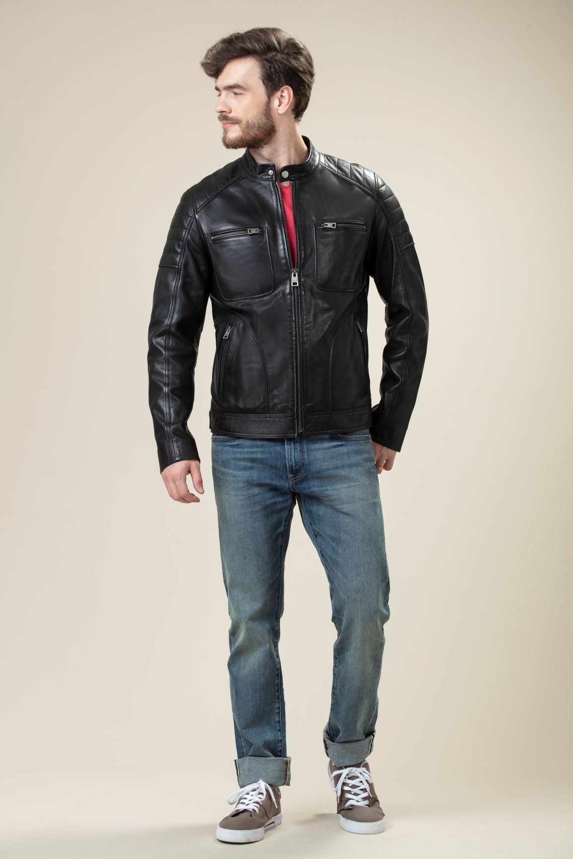 Bomber TWIRF Sheep Skin Decant Leather Jacket in uk