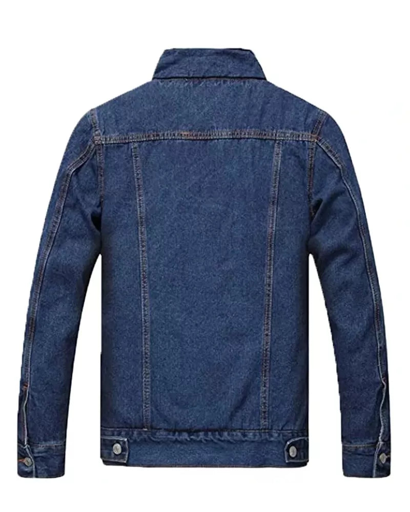 Men’s Winter Blue Denim Jacket with Shearling
