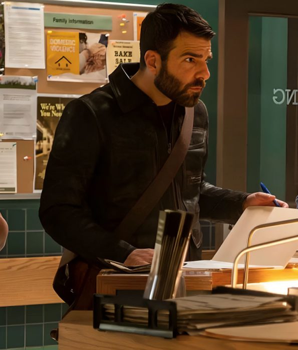 Chic Leather Jacket Worn by Zachary Quinto in Brilliant Minds in USA