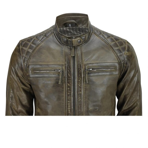 Lightweight leather jacket with adjustable waist and cuff tabs