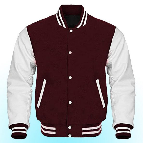 Bespoke varsity bomber with real leather accents in United state market