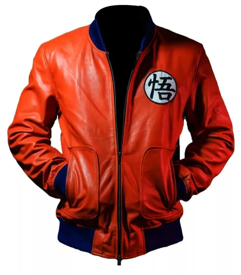 Anime inspired Goku bomber jacket in vibrant orange in USA