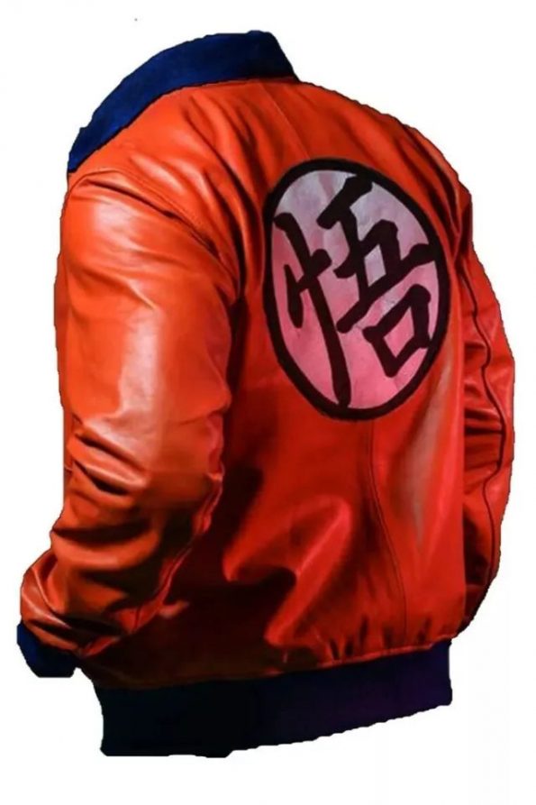 Real leather Dragon Ball jacket featuring Goku design in USA