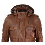 Mens-34-Long-Real-Leather-Duffle-Jacket-Coat-Safari-Detachable-Hood-Military-9