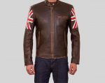 Elegant brown vintage British leather jacket in German market