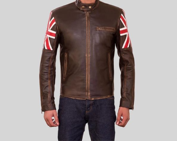 Elegant brown vintage British leather jacket in German market