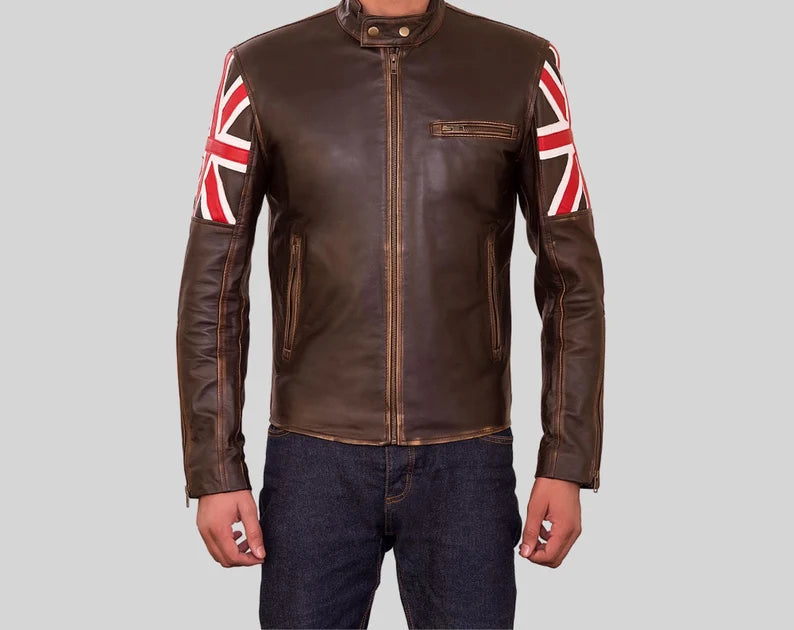 Elegant brown vintage British leather jacket in German market