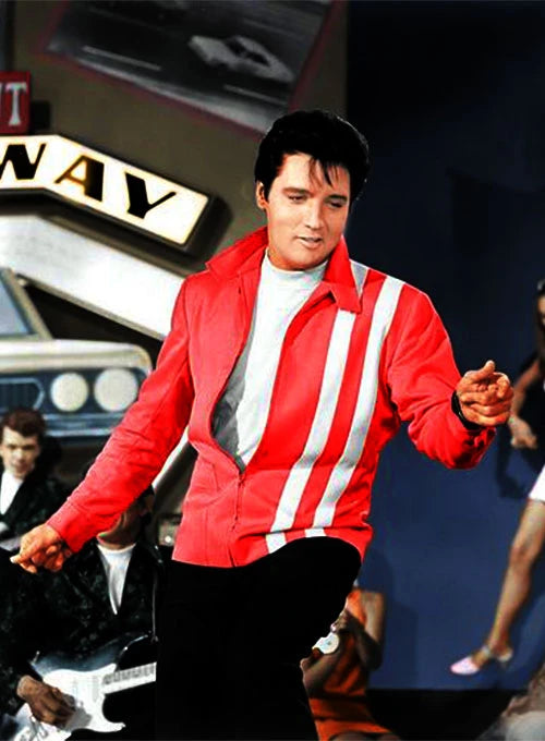 Elvis Presley Speedway Red Leather Jacket Front View