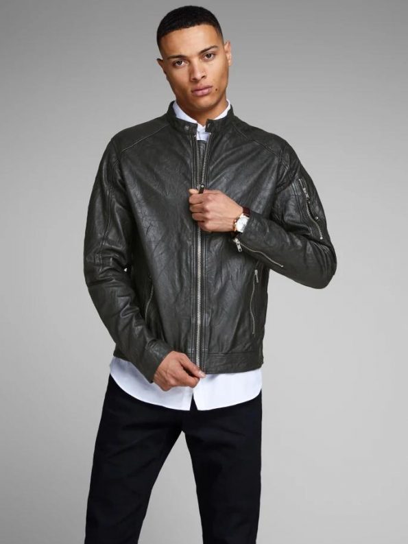 Exclusive Plain Black Round Neck Decant Jacket For Men in usa
