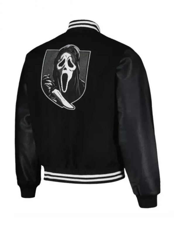 Back View Ghostface Scream Horror Scary Slasher Varsity Jacket