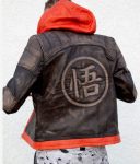 Goku-Orange-Hood-Brown-Distressed-Leather-Jacket