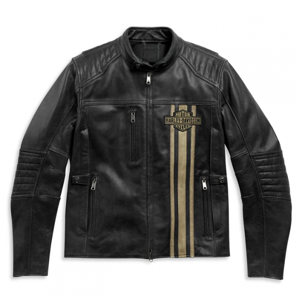  Harley-Davidson H-D Triple Vent Passing Link II Men's Leather Jacket front view