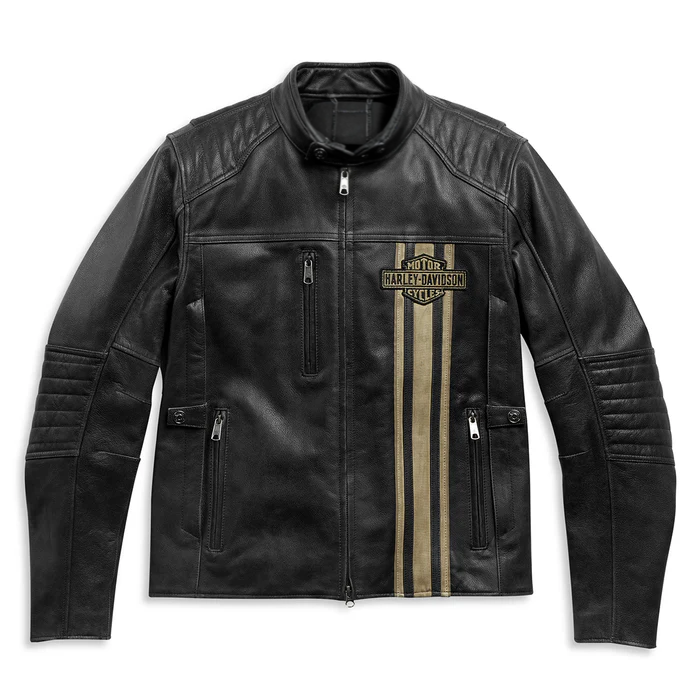  Harley-Davidson H-D Triple Vent Passing Link II Men's Leather Jacket front view