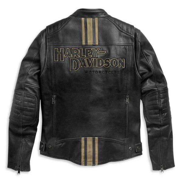 back view Harley-Davidson H-D Triple Vent Passing Link II Men's Leather Jacket front view