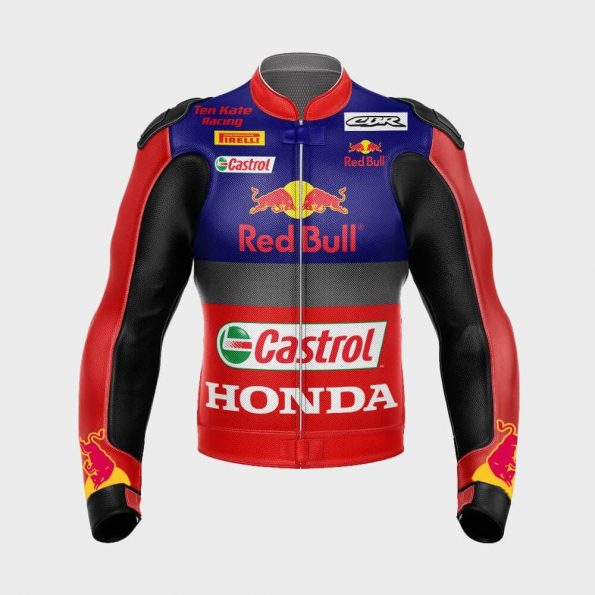 Honda Redbull Motorbike Racing Leather Jacket 2021 Front