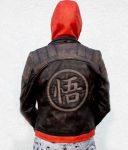 Goku-Orange-Hood-Brown-Distressed-Leather-Jacket