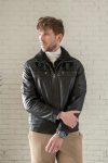 black real lamb leather jacket for men