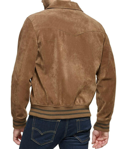 Men’s Cognac Real Suede Bomber Jacket by ASO in United state market