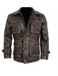 Men’s stylish cafe racer biker jacket in distressed brown leather in USA