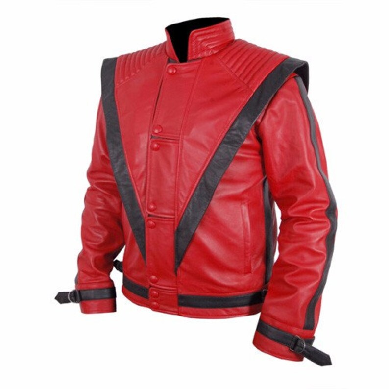 Fashionable red leather jacket for men with a sleek design in France style