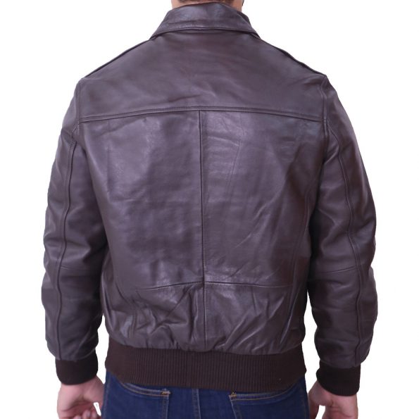 Stylish Men's Brown A2 Leather Bomber Jacket for Pilots in American Style