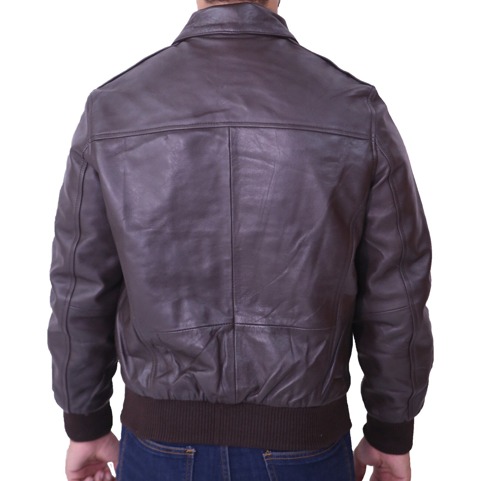 Stylish Men's Brown A2 Leather Bomber Jacket for Pilots in American Style