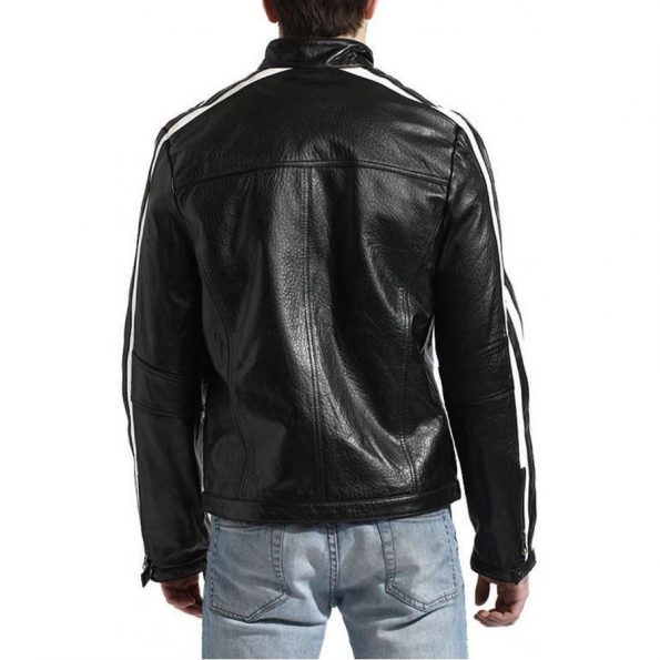 MEN'S Black and White Stripe Moto Racer