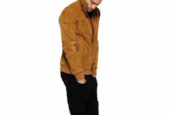 Stylish Brown Suede Leather Jacket for Men in American style