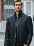 Men's Casual Vintage black leather jacket