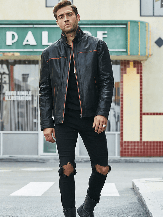red border Casual Vintage Style Black Leather