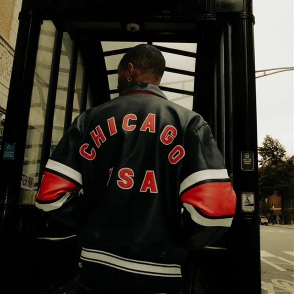 Premium Men's Genuine Leather Jacket with Chicago USA Logo in American Market