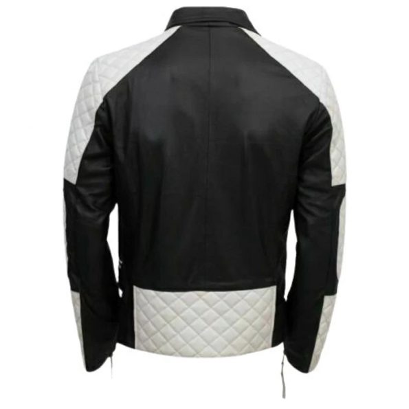 Stylish Men's Lambskin Leather Jacket in Black and White in American Style