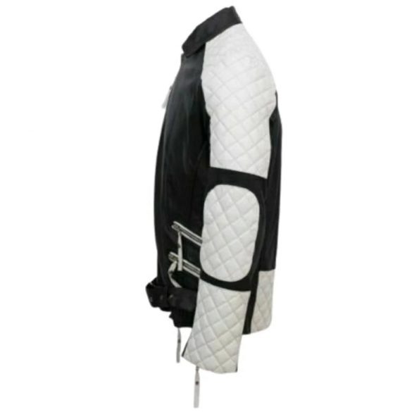 Premium Men's Black and White Lambskin Jacket for Casual Wear in USA