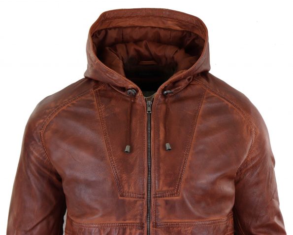 Tailored fit real leather jacket with zipper