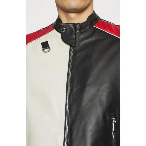 Premium Men's Tri-Color Leather Jacket for Motorcycle Riders in United State Market