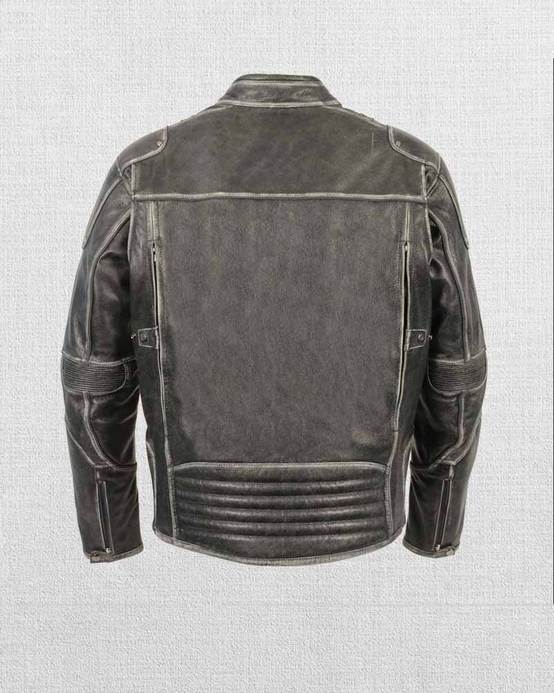 USA made men's vintage distressed leather jacket