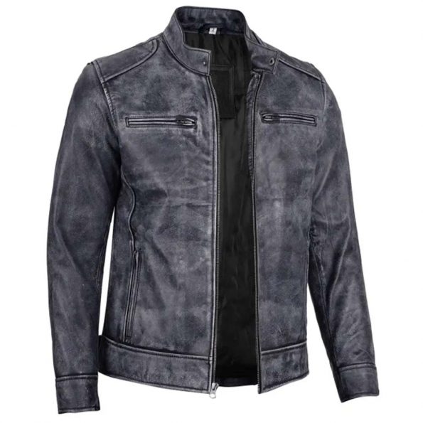 Classic men's Dodge racer jacket in waxed leather in USA
