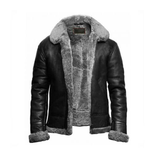 Men's FUR Aviator Flying Pilot Bomber Jacket Front View in USA