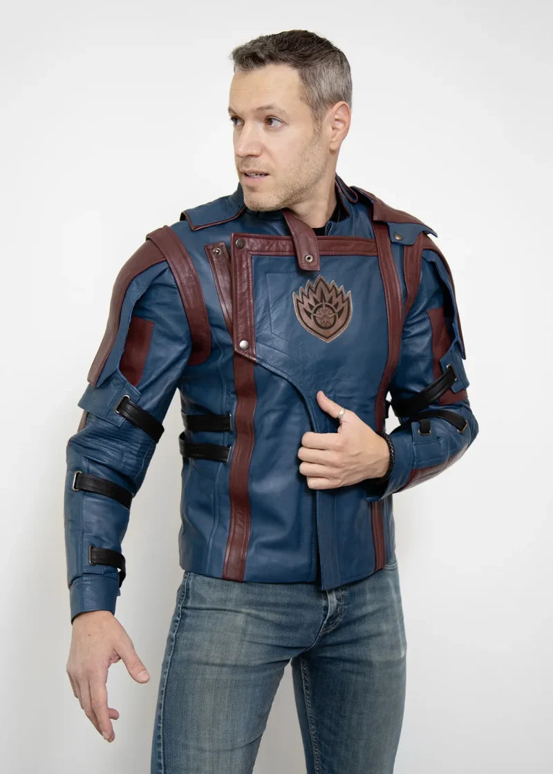 Men’s biker leather jacket in galaxy blue color in USA