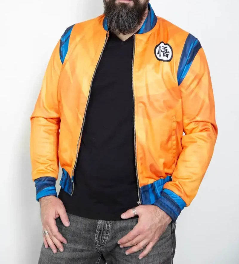 Men’s anime bomber jacket featuring Goku’s iconic design in USA
