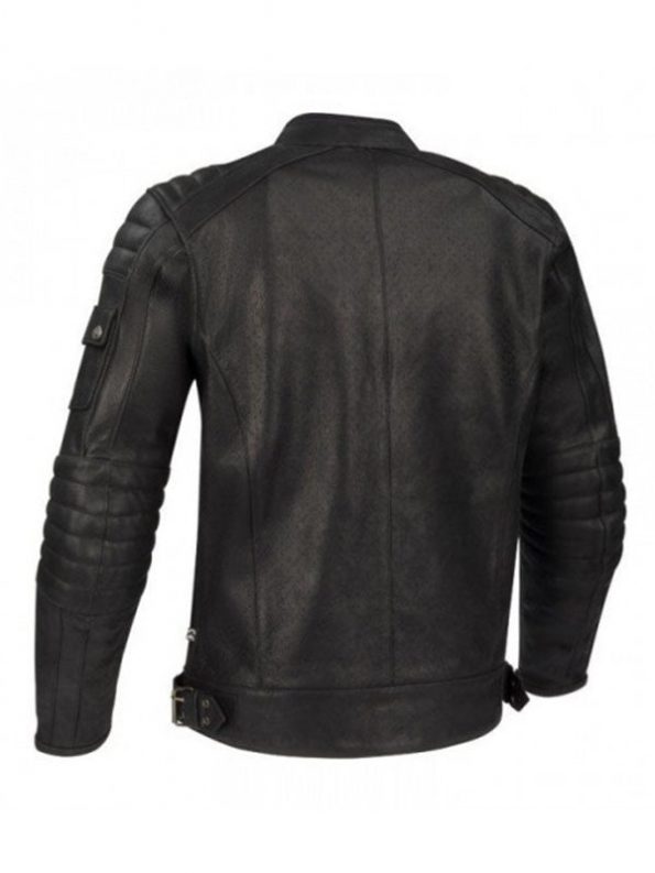 Men’s quilted leather motorcycle jacket with a sleek design in United State Market