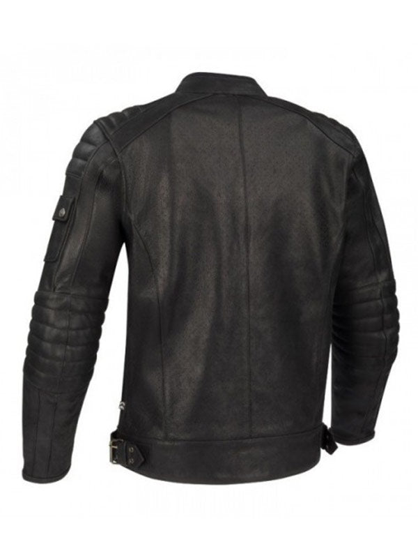 Men’s quilted leather motorcycle jacket with a sleek design in United State Market