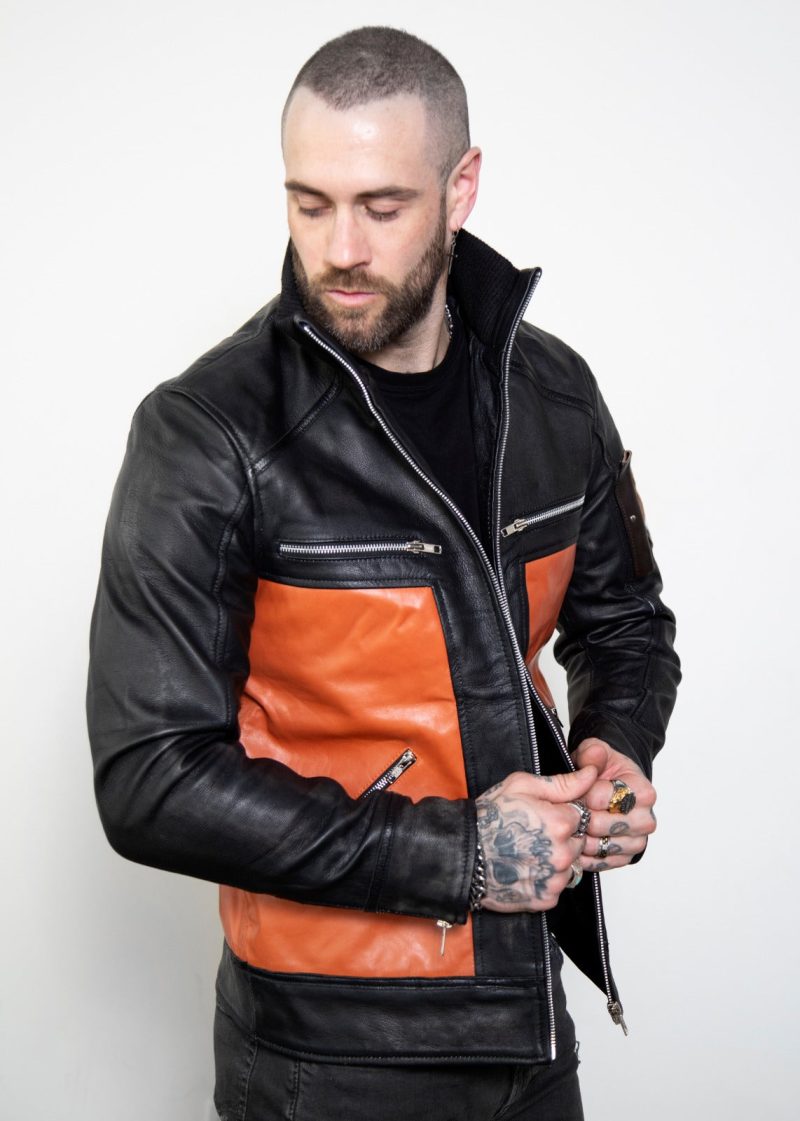 Men's orange leather jacket inspired by Naruto Shippuden in USA