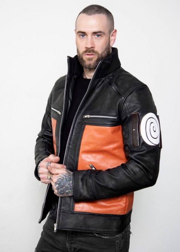 Naruto-themed orange leather jacket for male fans in USA