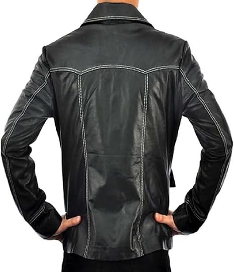 Classic black leather motorcycle coat for men in American Style